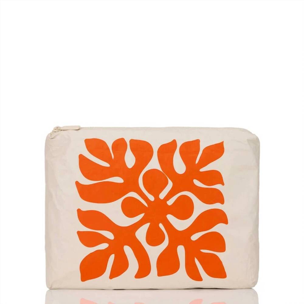 NEW ALOHA COLLECTION women's mid clutche pouch in sand/orange